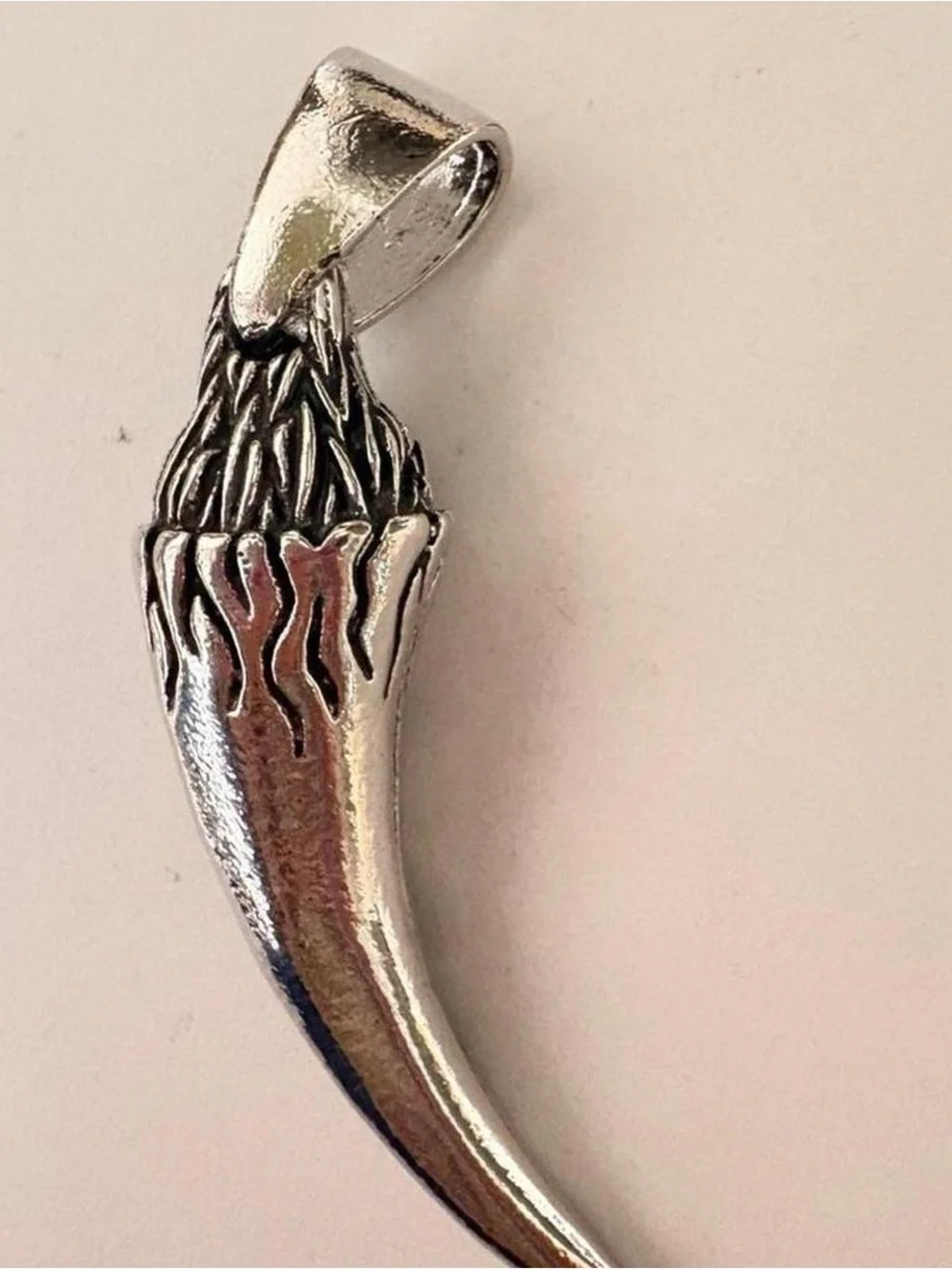 Men's Silver tone Tribal Horn Pendant
